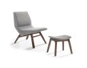 Whitney Modern Grey & Walnut Accent Chair & Ottoman - as Pic