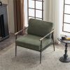 Upholstered Mid Century Lounge Chair Reading Armchair Chenille Fabric Modern Arm Chair with Metal Frame , Accent Chair for Living Room, Green - as Pic