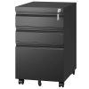 3 Drawer Mobile File Cabinet with Lock,Metal Filing Cabinets for Home Office Organizer Letters/Legal/A4,Fully Assembled,Black - as Pic