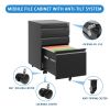 3 Drawer Mobile File Cabinet with Lock,Metal Filing Cabinets for Home Office Organizer Letters/Legal/A4,Fully Assembled,Black - as Pic