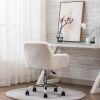 Faux Fur Home Office Chair,Fluffy Fuzzy Comfortable Makeup Vanity Chair ,Swivel Desk Chair Height Adjustable Dressing Chair for Bedroom - White