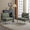 Upholstered Mid Century Lounge Chair Reading Armchair Chenille Fabric Modern Arm Chair with Metal Frame , Accent Chair for Living Room, Green - as Pic