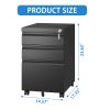 3 Drawer Mobile File Cabinet with Lock,Metal Filing Cabinets for Home Office Organizer Letters/Legal/A4,Fully Assembled,Black - as Pic