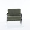 Upholstered Mid Century Lounge Chair Reading Armchair Chenille Fabric Modern Arm Chair with Metal Frame , Accent Chair for Living Room, Green - as Pic