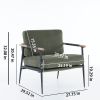 Upholstered Mid Century Lounge Chair Reading Armchair Chenille Fabric Modern Arm Chair with Metal Frame , Accent Chair for Living Room, Green - as Pic
