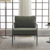 Upholstered Mid Century Lounge Chair Reading Armchair Chenille Fabric Modern Arm Chair with Metal Frame , Accent Chair for Living Room, Green - as Pic