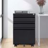 3 Drawer Mobile File Cabinet with Lock,Metal Filing Cabinets for Home Office Organizer Letters/Legal/A4,Fully Assembled,Black - as Pic