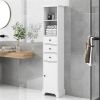 White Tall Bathroom Cabinet, Freestanding Storage Cabinet with 3 Drawers and Adjustable Shelf, MDF Board with Painted Finish - as picture